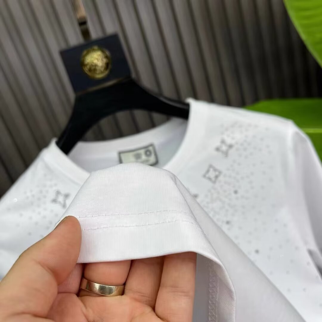 2025 New Cotton Men's T-shirt All Star Diamond Stamping Letter Short Top Designer Fashion Internet Celebrity Summer Loose Top Half Sleeve T-shirt