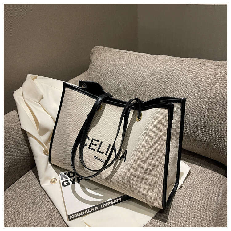 designer bag High end large capacity for women's new canvas, enlarged and thickened one shoulder commuting handheld mommy bag, tote bag