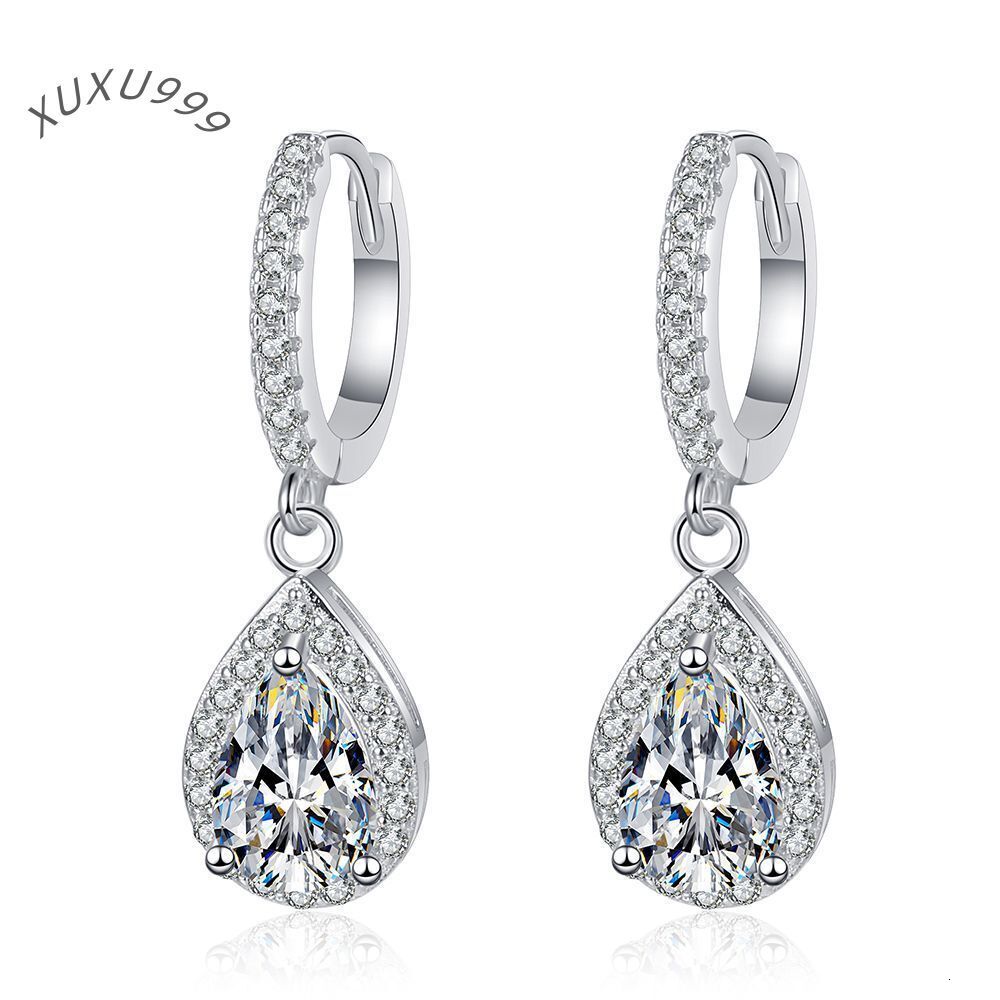Platinum Plated Classic Teardrop Pear Earrings Moissanite S925 Sterling Silver Earrings