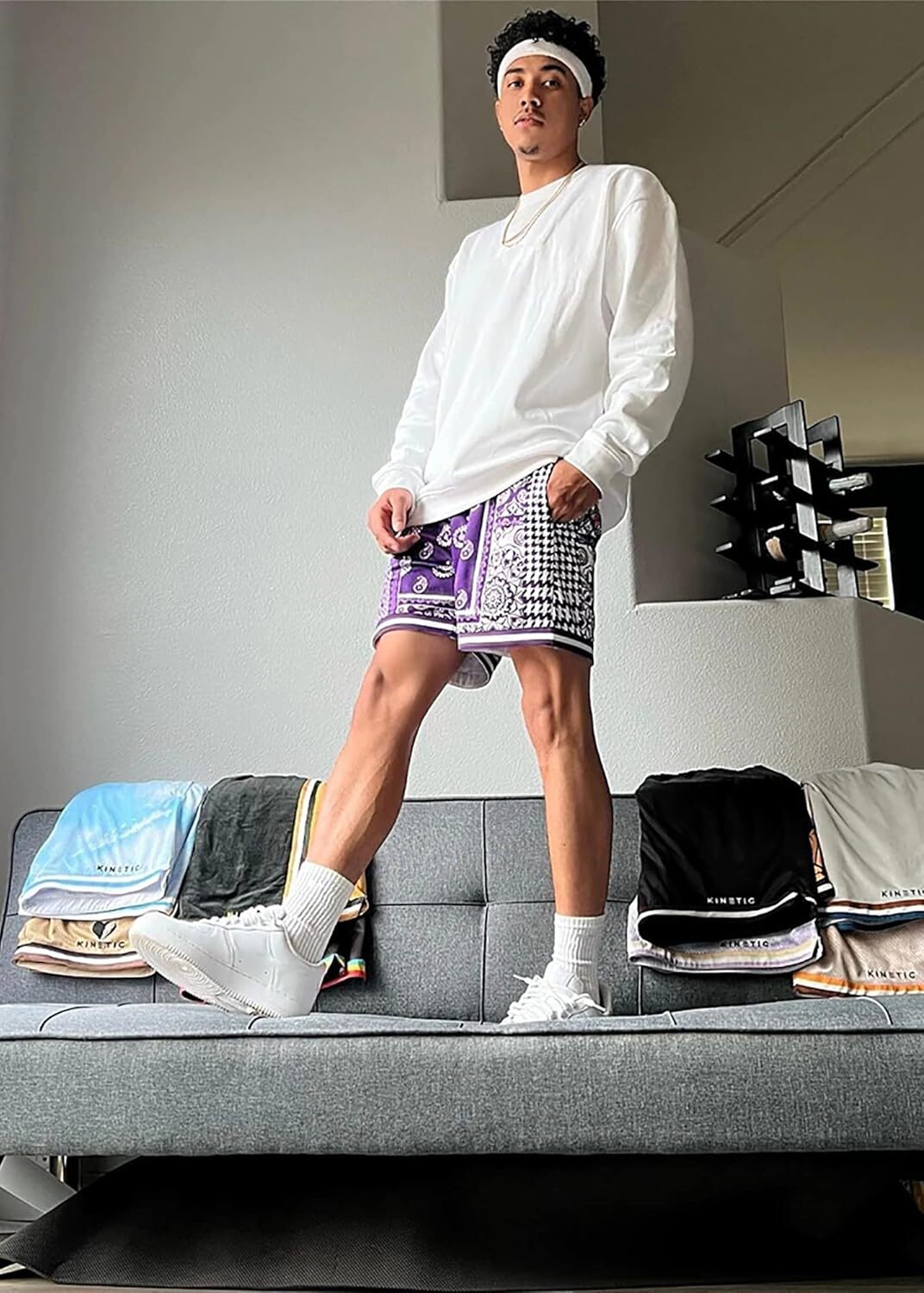 Mens Mesh Paisley Shorts, Casual Retro Graphic Shorts, Athletic Running Gym Shorts for Men Fashion patterns