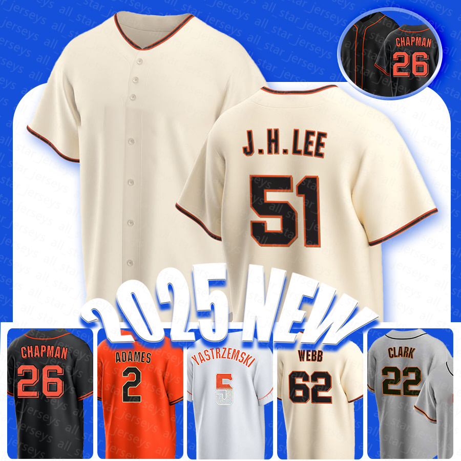 Willy Adames Baseball Jerseys Matt Chapman Jung Hoo Lee LaMonte Wade Jr. Logan Webb Patrick Bailey Mike Yastrzemski Camilo Doval Patrick Bailey Heliot Ramos Man