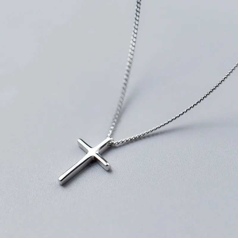 Buy 925 Sterling Silver Small Cross Pendant Chain Light Polishing Simple Necklace for Women Fashion Glamour Fine Jewelry ChainXJ250510