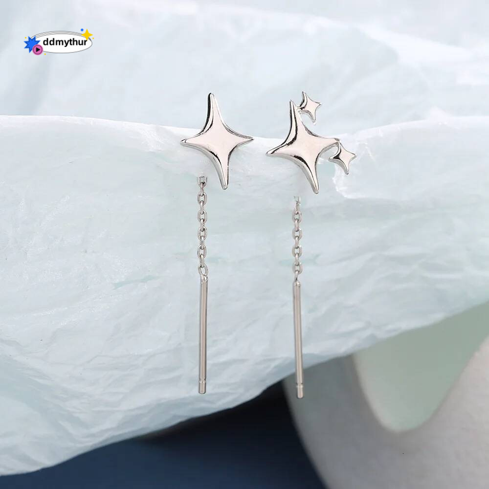Ventfille Sterling Sier Star Earring for Women Girl Simple Tassels Chain Fashion Office Jewelry Gift Dropshipping ddmythur