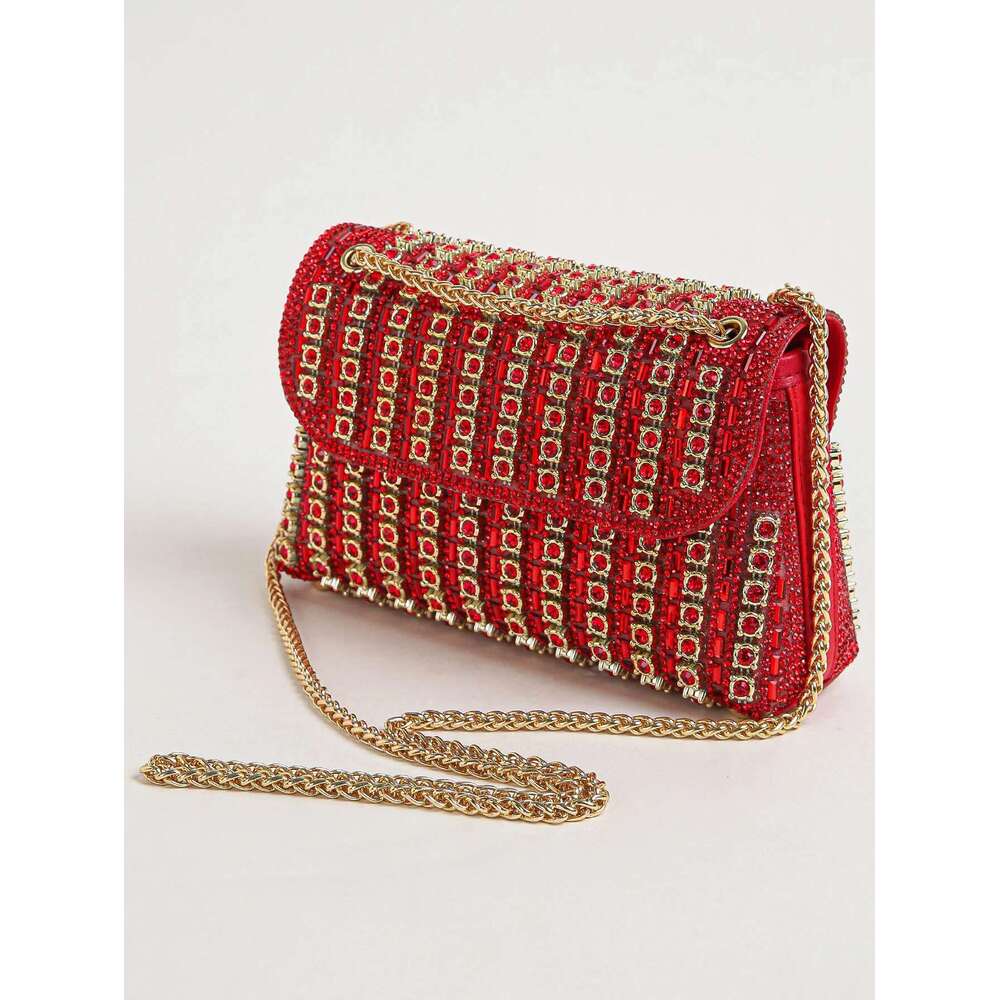Dinner Bag PC Multi Color Square Bag Glitter Bling Shiny Glamorous Elegant Exquisite Small Rhinestone Chain Decor Shoulder Evening Bag Top KQ