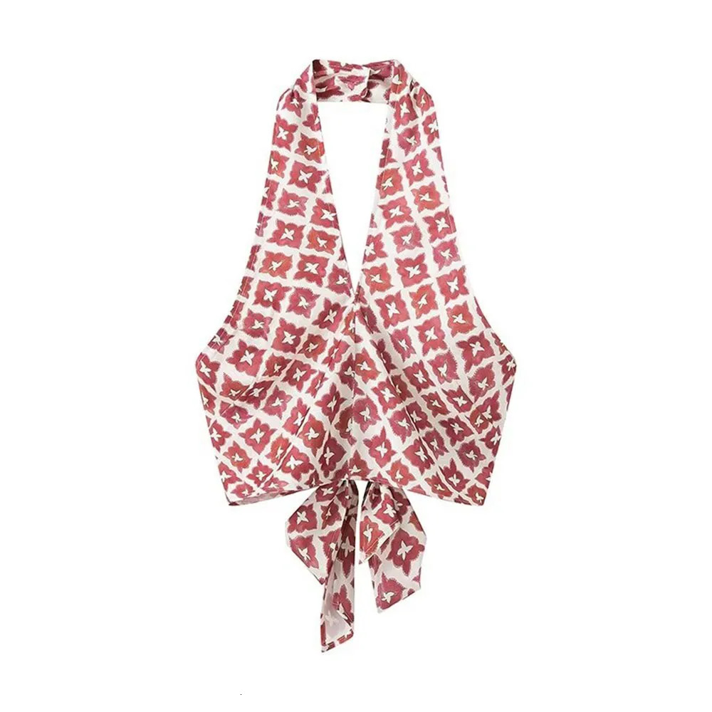 2024 Summer Fashionable Womens Clothing Elegant n European and American Style Hanging Collar Printed Half Skirt Set 250430Z