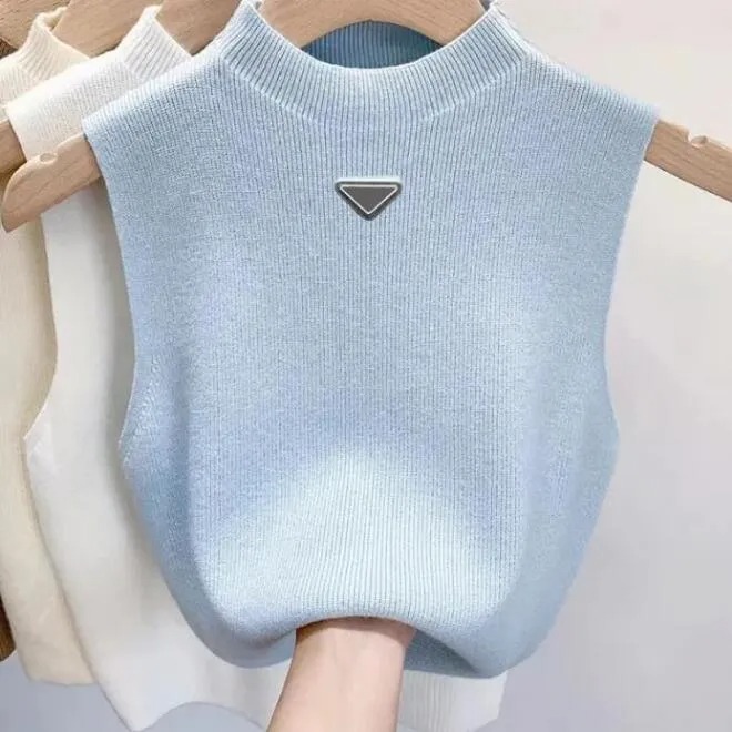 2005Designer womens vest t-shirt sweater Women vests Sweaters spring fall loose Letter round neck pullover knit waistcoats sleeveless vest top waistcoat