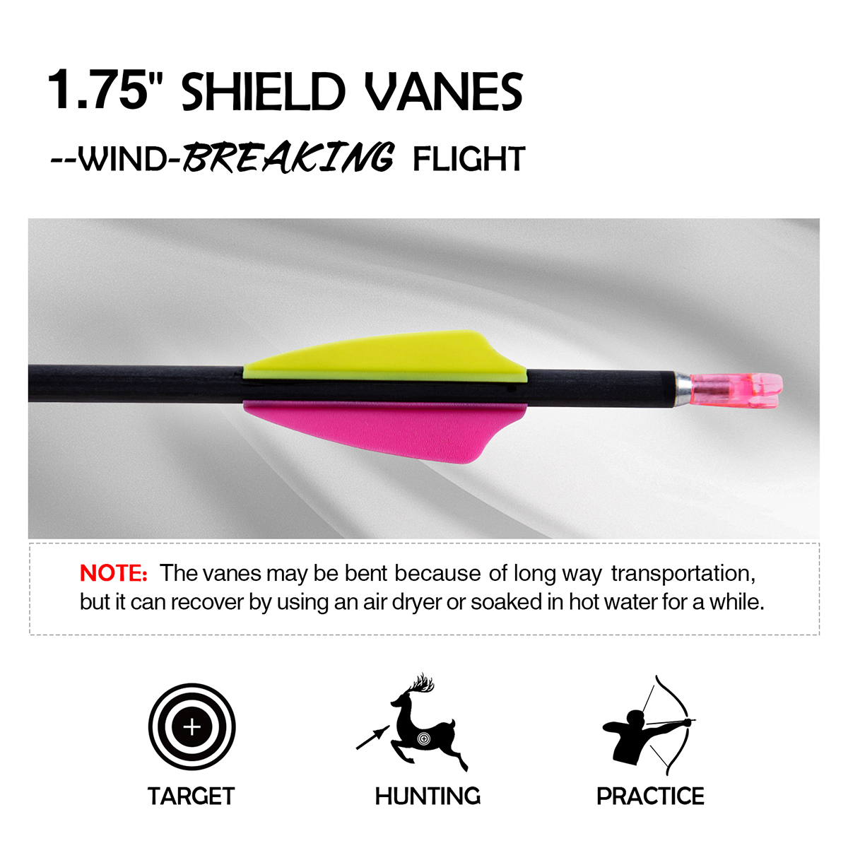 Archery Hunting Arrows without Arrow Tips Spine350-1500 4.2mm 31inch Carbon Targeting Arrows for Recurve Bow & Compound Bow Practice Arrows 12Pcs Yell