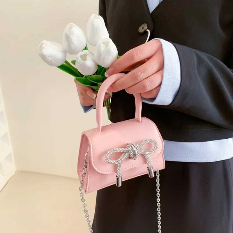 Bow Design Solid Color Mini Shoulder Bag PU Leather Flap Crossbody Bags for Women 2024 Fashion Female Chain Purse and Handbags Z250512