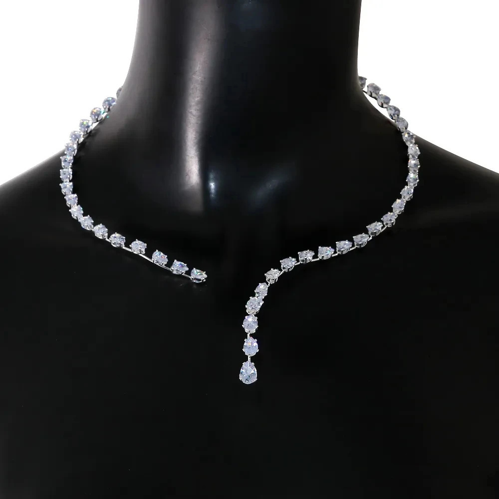 Stonefans Fashion Zircon Pendant Choker Water Drop for Women Vintage Clavicle Chain Crystal Collar Necklace Bridal Jewelry Gift 250509