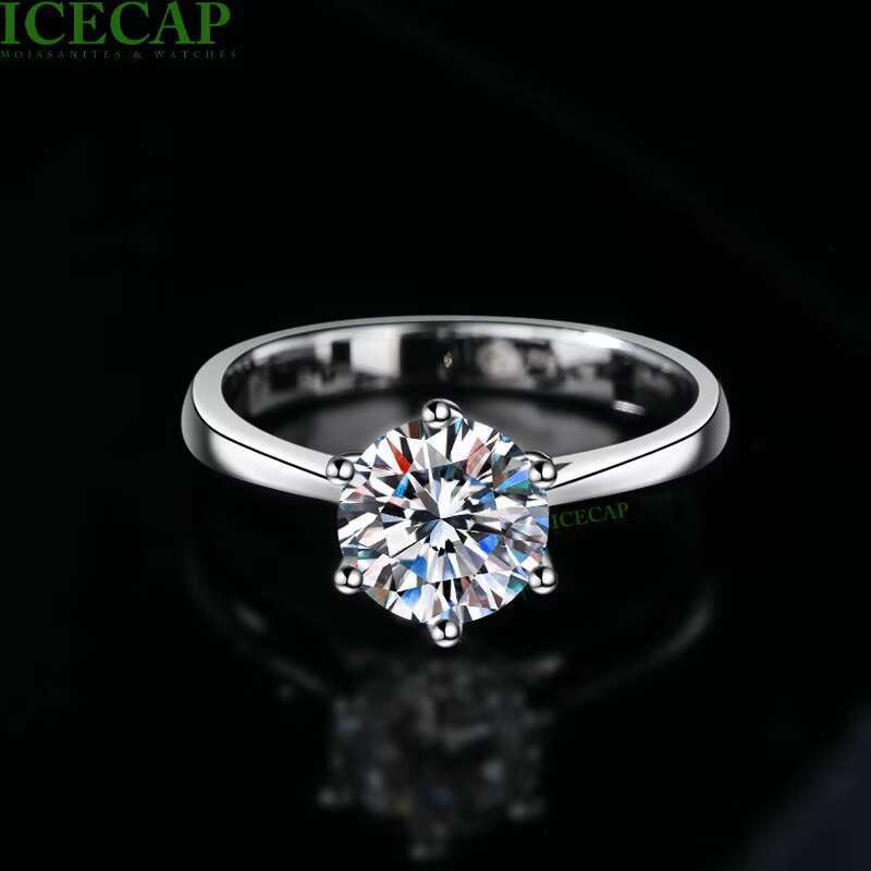 Best Selling Concise 925 Silver Sterling Engagement Ring Customized Moissanite Diamond Wedding Solitaire for Trendy Parties