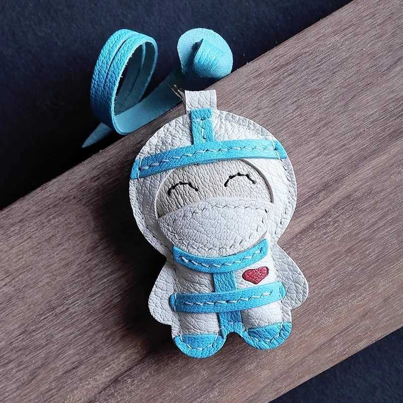 Handmade leather Bag charm Big White Cute Car Pendant DIY Material Bag Keychain Pendant Leather Bag Pendant Birthday gift Z250509