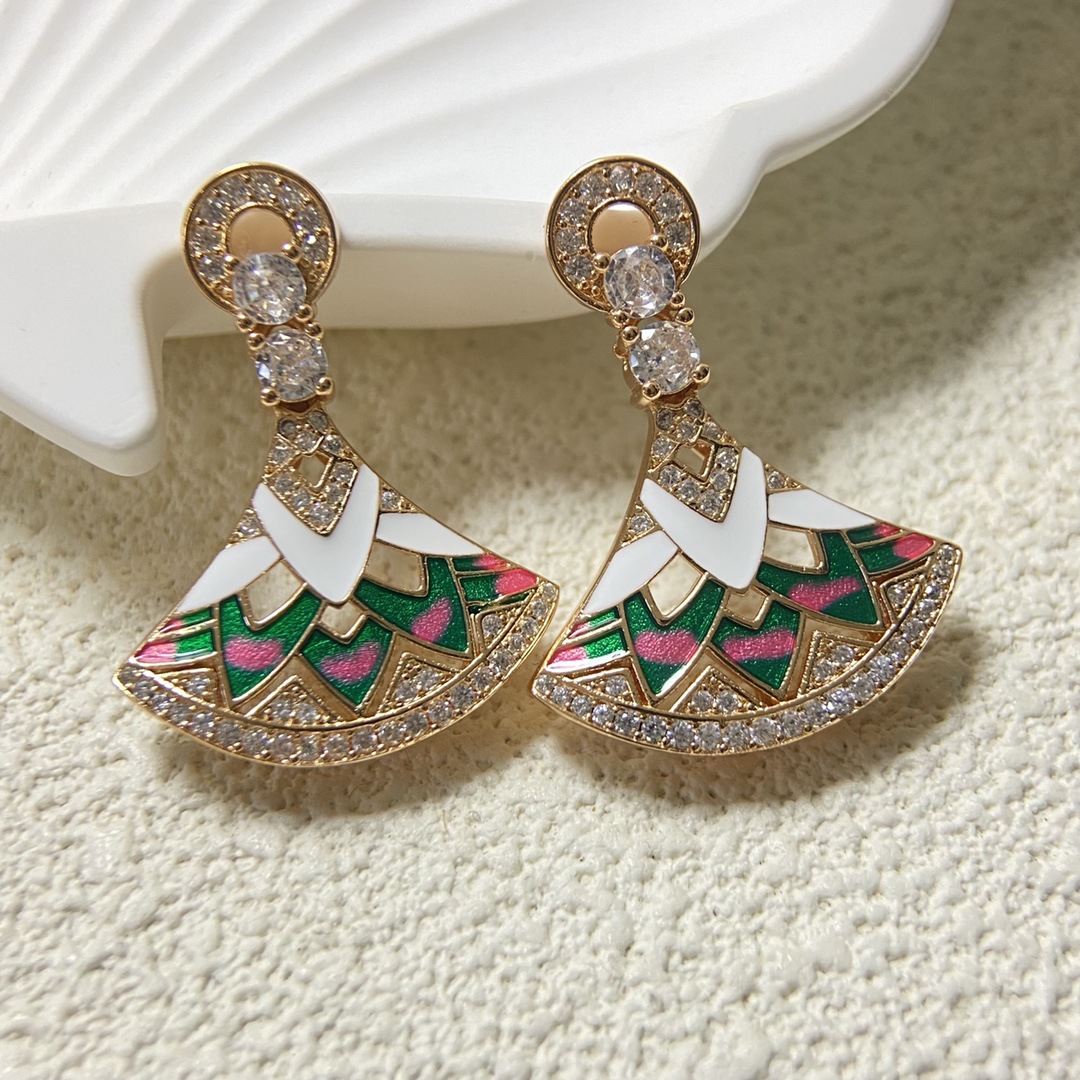 2025 new luxury sector designer earrings for women 18k gold retro vintage enamel stud earring ear rings earings necklace jewelry