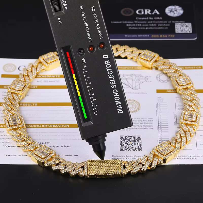 Luxury Fine Jewelry Hip Hop Iced Out VVS Moissanite Diamond Chain IGI Certified 14k Solid Gold Cuban Chain Link for Men