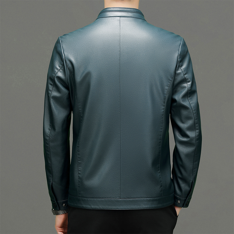 Men's Spring-Autumn Leisure Leather Jacket - Business Ready with PU Material