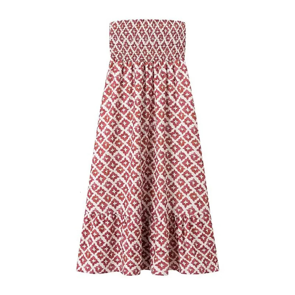 2024 Summer Fashionable Womens Clothing Elegant n European and American Style Hanging Collar Printed Half Skirt Set 250430Z