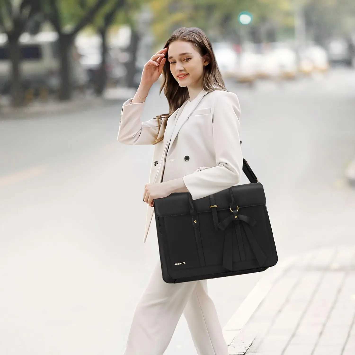 15 15.6 16 inch Laptop Bag for Women MacBook Air Pro M3 M2 M1 HP Dell Asus Notebook PU Leather Computer Shoulder Bag Backpack Z250509