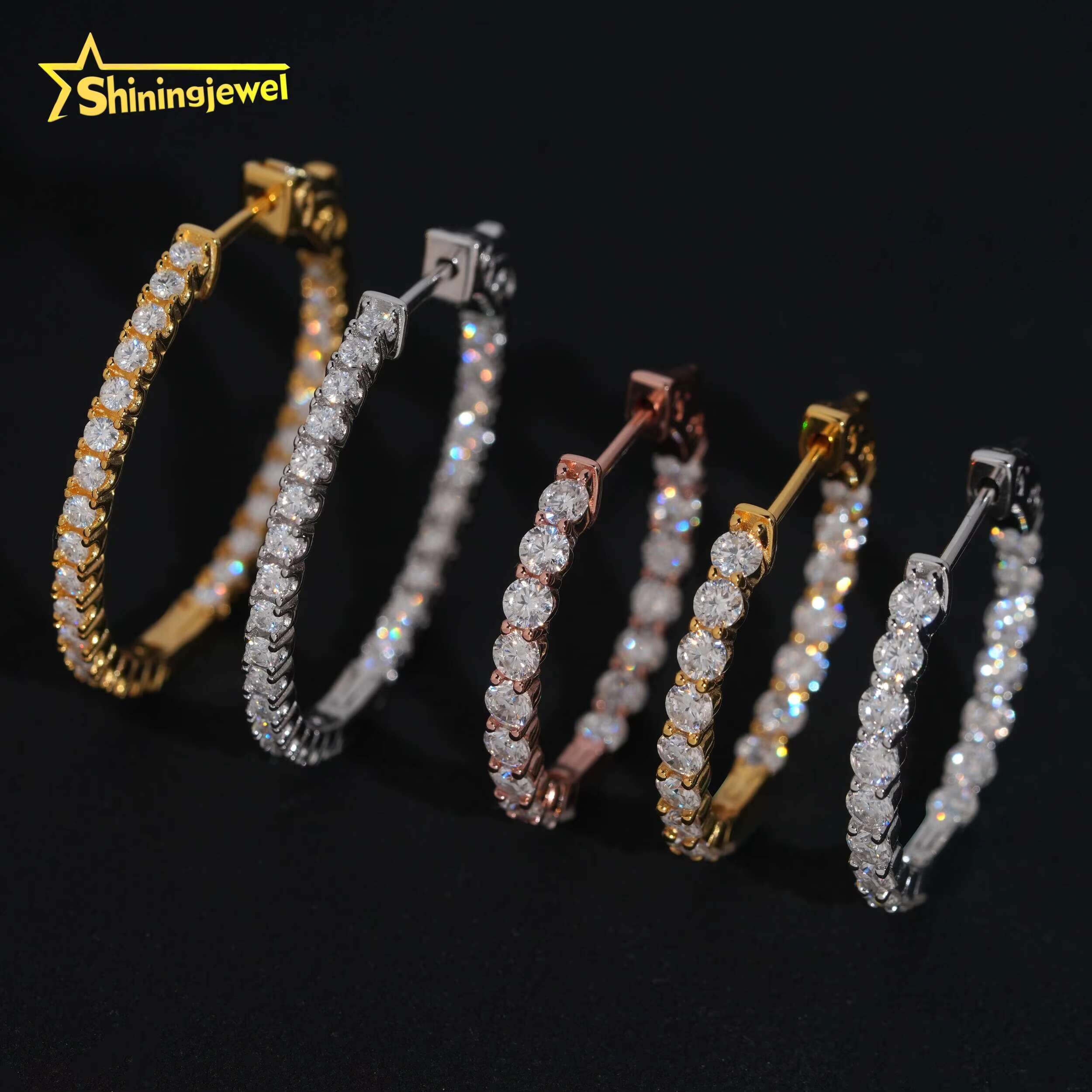 Hot Girl Jewelry Hip Hop Earring Sterling Sier Iced Out VVS Dia Moissanite Hoops Earrings Ready to Ship