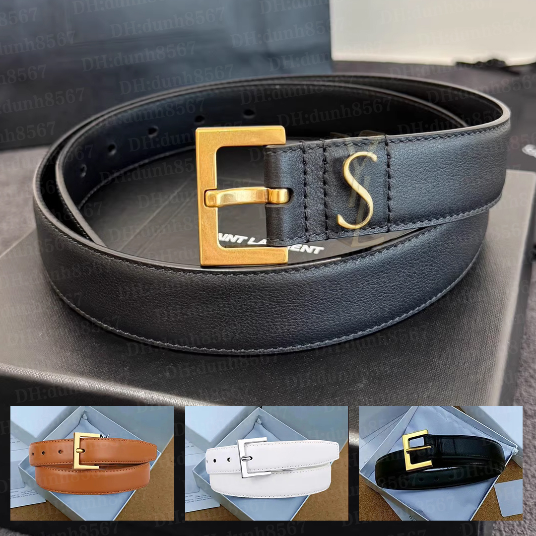 Designer belts Classic narrow belt for women Square Lysves buckle Saint leather belt Shiny crocodile embossed belt Ultra-thin smooth belt genuine belt with box