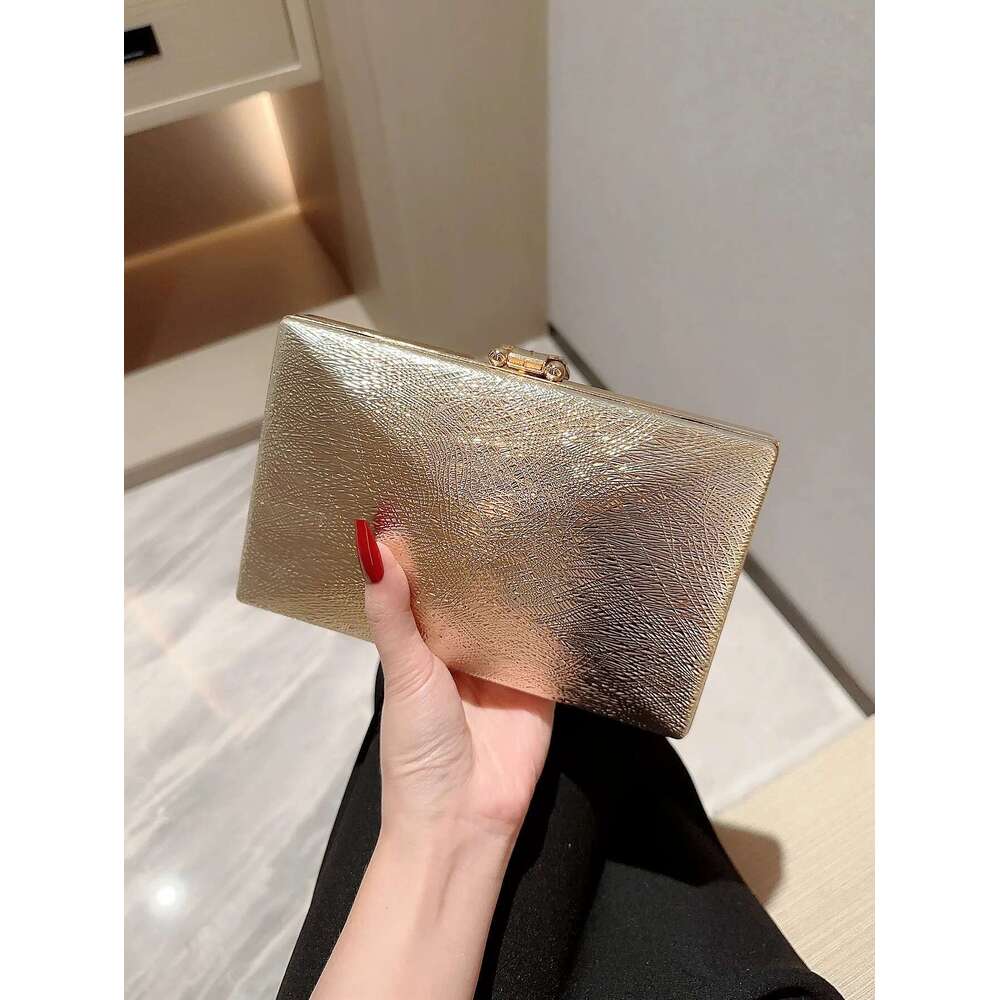 Dinner Bag Women S Fashion Gold Leaf Buckle Box Dinner Chain Evening Dress Bag Party Prom Clutch KQ
