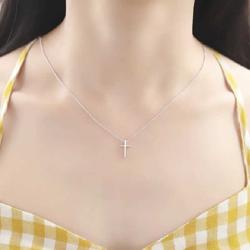 Buy 925 Sterling Silver Small Cross Pendant Chain Light Polishing Simple Necklace for Women Fashion Glamour Fine Jewelry ChainXJ250510