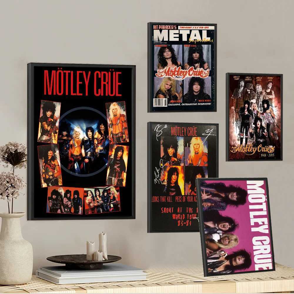 ular Band Motley-C-crues Vintage Posters Sticky Whitepaper Prints Posters Artwork Posters Wall Stickers Y250510