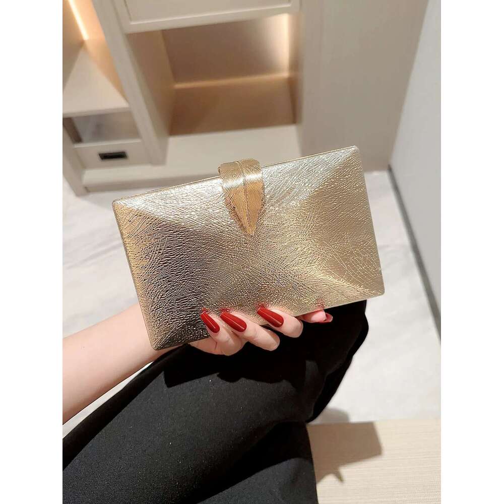 Dinner Bag Women S Fashion Gold Leaf Buckle Box Dinner Chain Evening Dress Bag Party Prom Clutch KQ