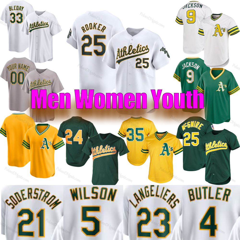 Athletics Baseball Jersey 24 Rickey Henderson 25 Mark McGwire 33 Jose Canseco Custom Any Name Any StyleMen Women Youth Jerseys