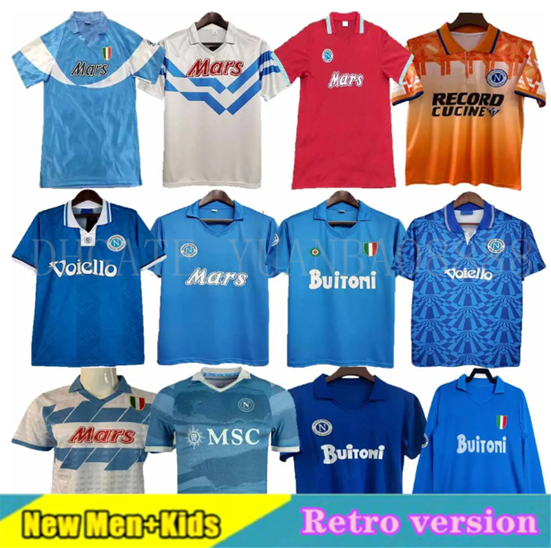 1987 1988 Napoli Retro Soccer Jerseys 87 88 89 90 91 93 Coppa Italia SSC naples Maradona 10 Vintage Calcio Napoli Classic Vintage Neapolitan long sleeve Football shirt