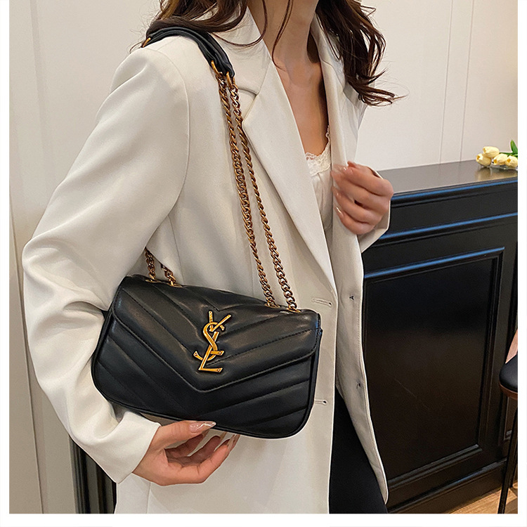2025 Designer Luxury Chain Bag Women's Embroidered Grid Crossbody Shoulder Bag Fashion Versatile