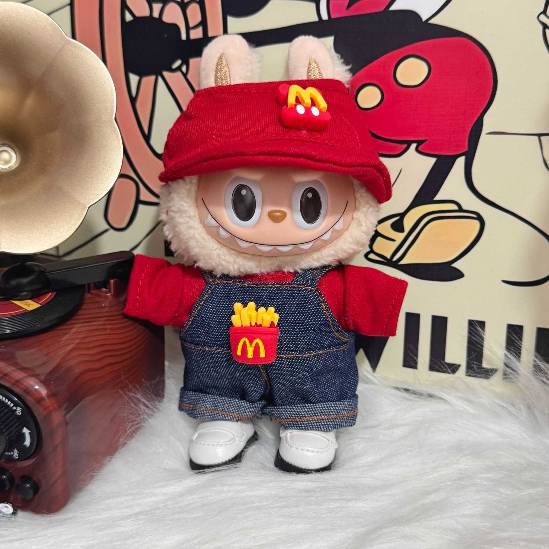 70% off wholesale First and Second Generation 17cm Labubu McDonalds Set Sitting Party Baby Clothes Doll Replacement 10A Quality Online