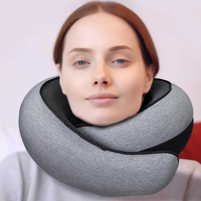 Memory foam neck pillow Cervical Vertebra travel portable noon plane U-shaped pillow sleep camping pillow handbag M250510