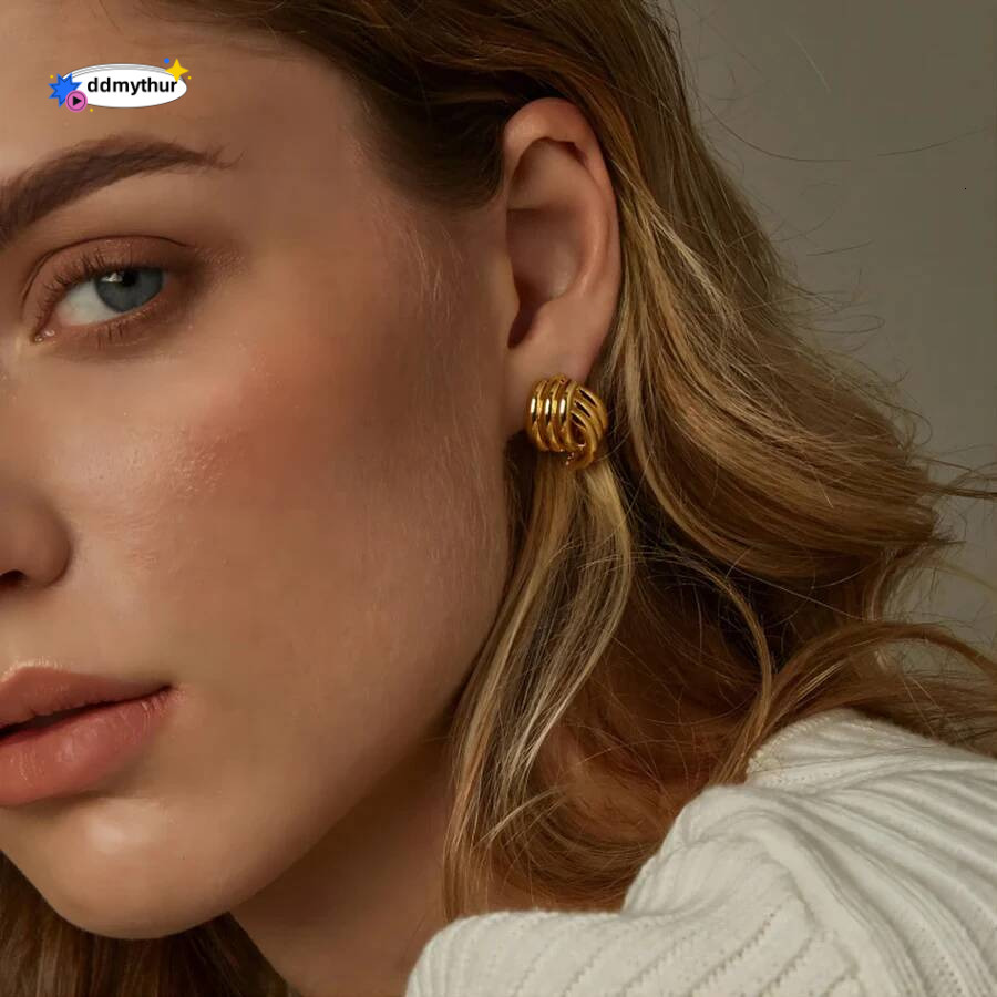 Vintage Geometric Interweaving Non Pierced Clip on Earrings for Ladies Irregular Line Design Ear Clips Wedding Party Jewelry ddmythur