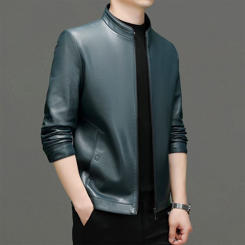 Men's Spring-Autumn Leisure Leather Jacket - Business Ready with PU Material