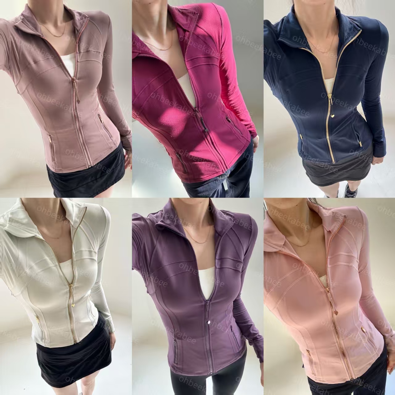 1u Define Yoga Jacket Definejackets Gold Zipper Hip Length Slim fit Line Decoration Long Sleeves Casual Jacket Gym Sport Align pant pants shorts Aligned Leggings set