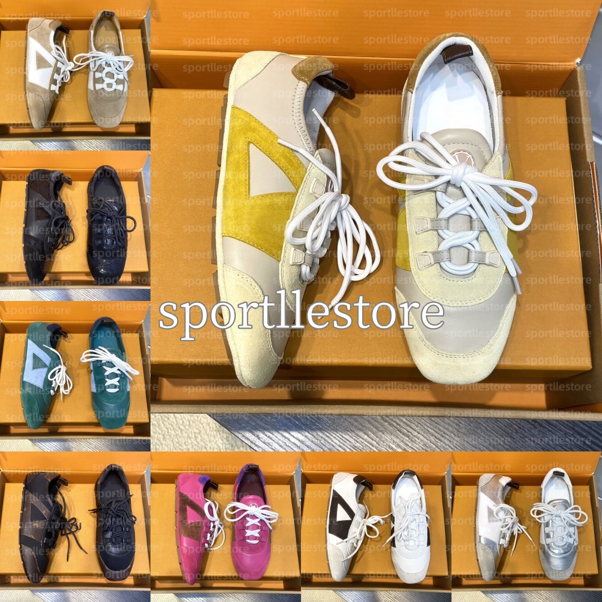 Mens Sneakerina SS25 Women Men German training lace up sneakers Ladies low cut shoes Technical satin Monogram canvas Size 35-46