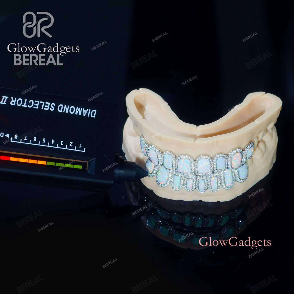 Pass Tester Moissanite Hip Hop Style Iced Out Sier Vvs Dia Opal Teeth Grillz Jewelry Men Women