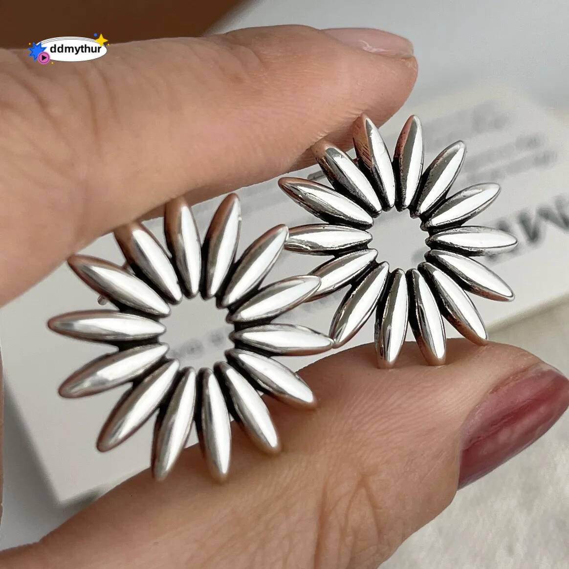 Sterling Sier Vintage Square Earrings For Women Retro Big Suower Earring Jewelry Prevent Allergy Party Accessories Gift ddmythur