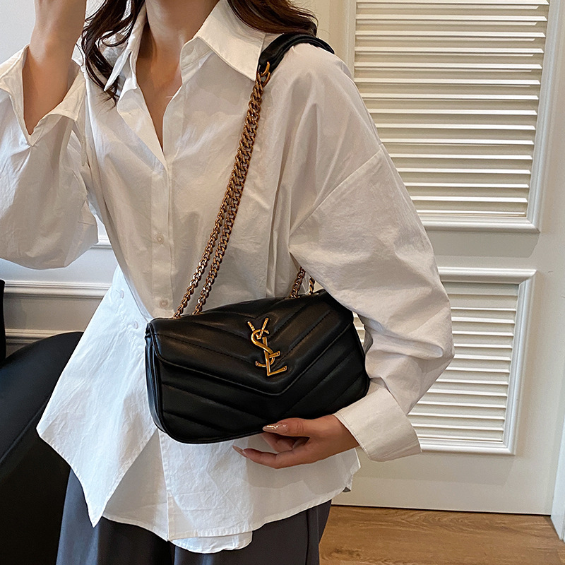2025 Designer Luxury Chain Bag Women's Embroidered Grid Crossbody Shoulder Bag Fashion Versatile