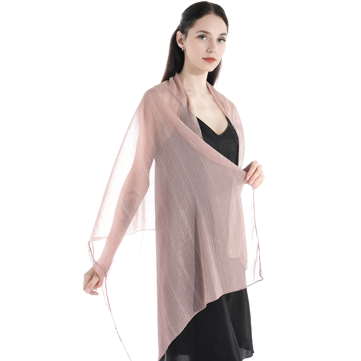 K676 Cross-border supply of new spring and summer gold silk fashion leisure shawl solid color temperament outer wear sunscreen ladies scarf spot