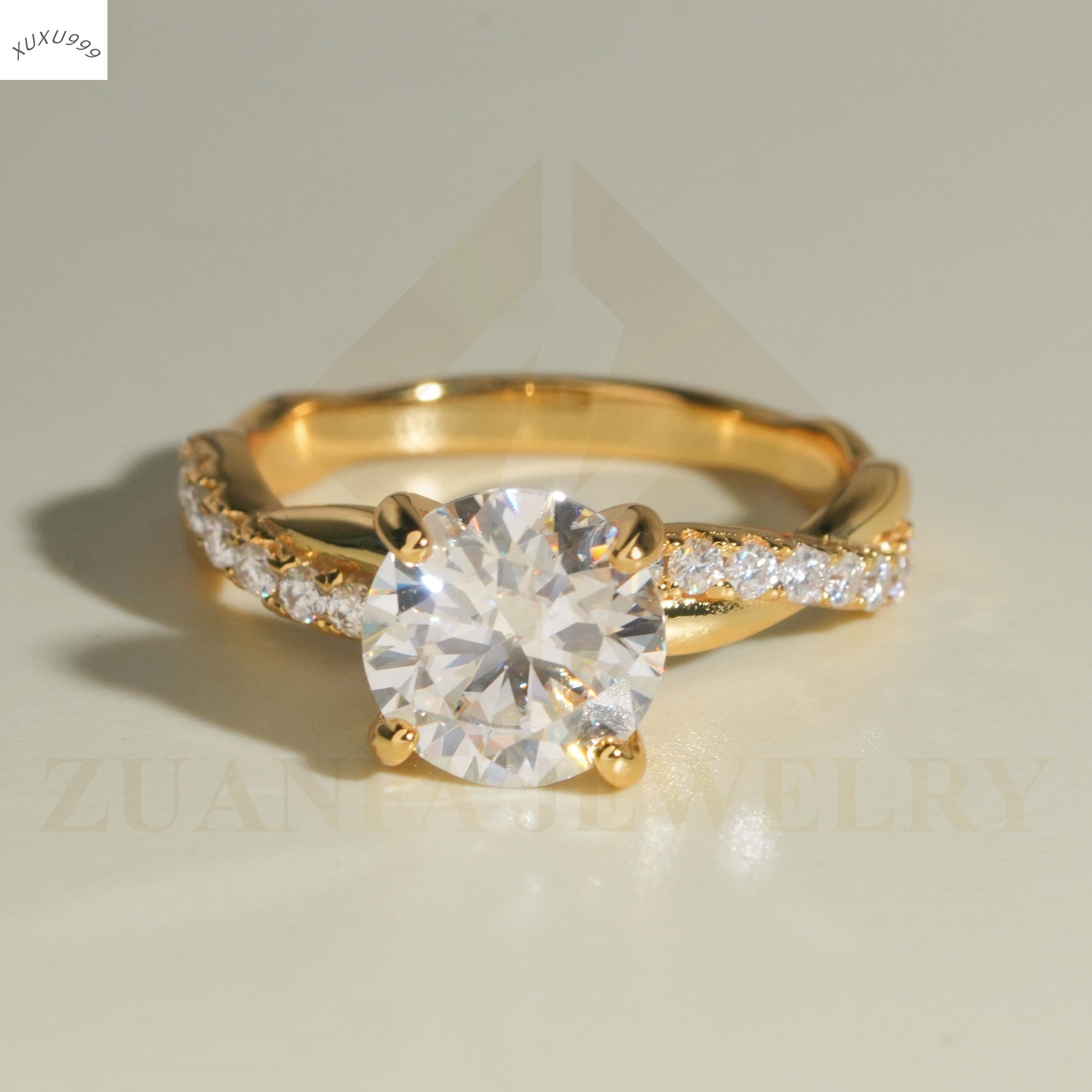 2t Cheap Price Wholesale Engagement Rings 925 Silver Round Moissanite Wedding Ring Gold Plated Women Jewelry