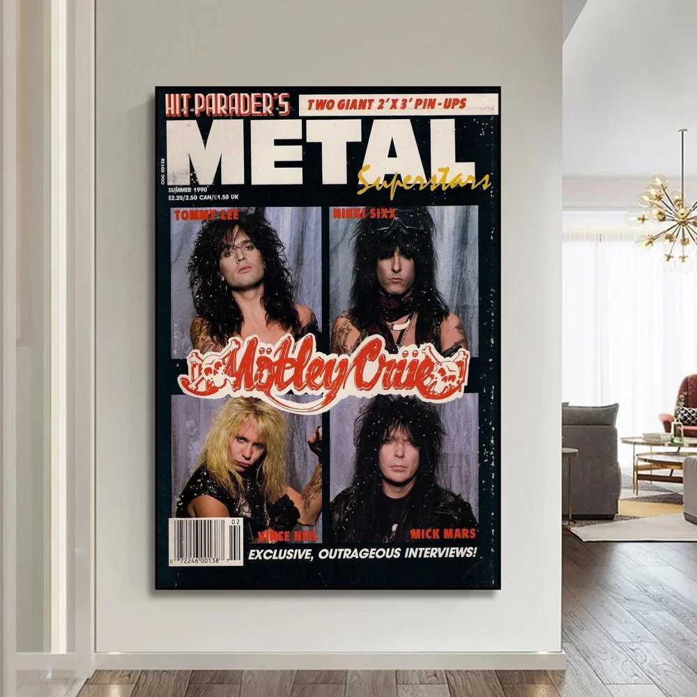 ular Band Motley-C-crues Vintage Posters Sticky Whitepaper Prints Posters Artwork Posters Wall Stickers Y250510