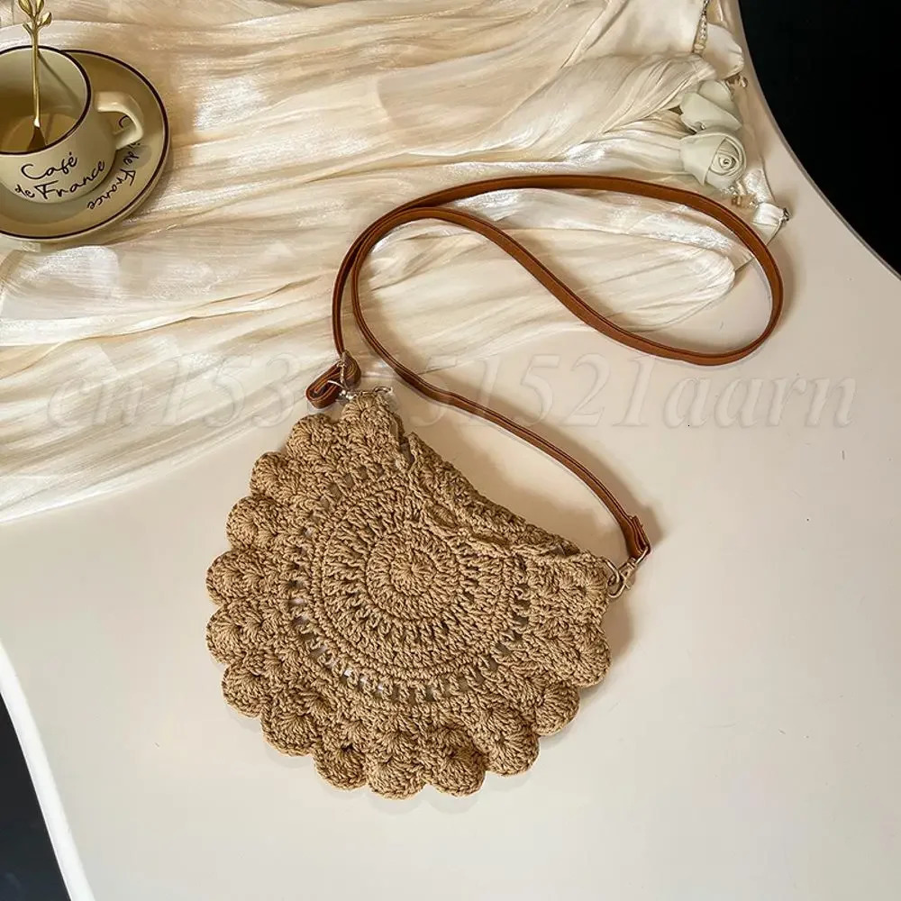 Womens bracelet wallet summer crochet beach bag adjustable shoulder strap womens handbag 250428