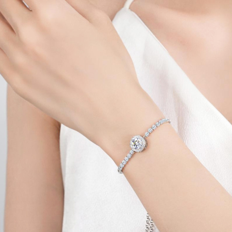 Minimalist Charm: Genuine Sterling Silver Moissanite Bangle Perfectly Adaptable