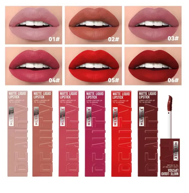 6 Colors Nude Matte Lip Gloss Waterproof Lasting Lipstick Not Fading Sexy Nude Red Pink Velvet Liquid Lipsticks Makeup