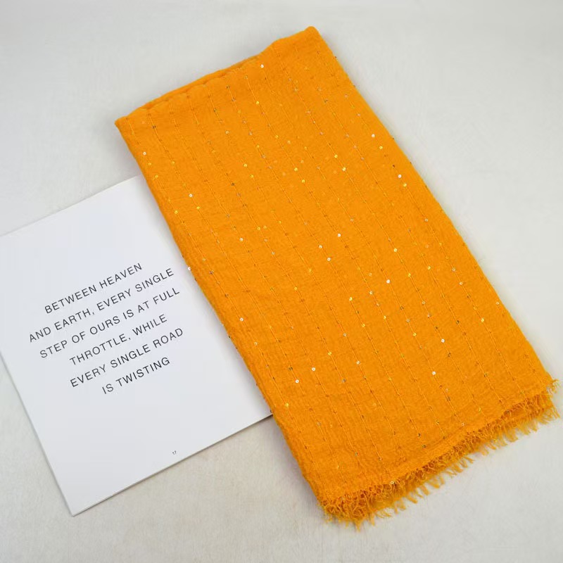 T672 autumn and winter new solid color pleated sequined fur scarf for women warm trendy versatile shawl