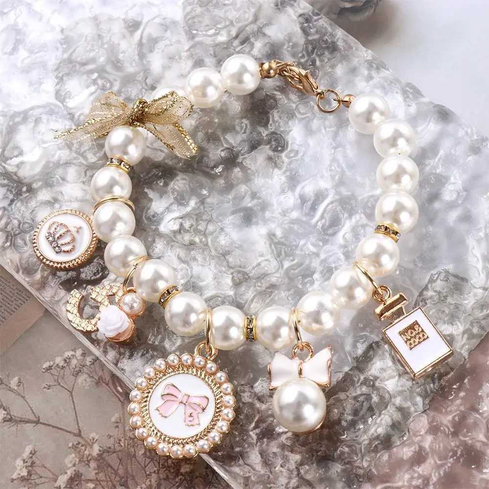 Pet Pearl Collar Dog Princess Bow Necklace Cat Jewelry Cute Collar Puppy Accessories Dog Chain Chihuahua Wedding Jewelry StuffXJ241219