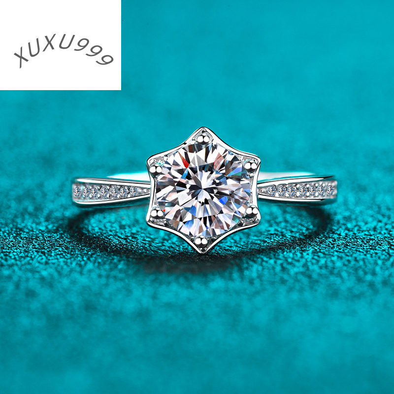 1 Ct Moissanite Round Cut Wedding Band Factory Wholesale S925 Sterling Silver Women Jewelry Fashion Diamond Ring