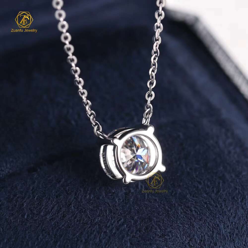 Simple Classic Real Diamond Jewelry 2carat D VS1 Round Shape Lab Grown Diamond 14k 18k Gold Solitaire Necklace