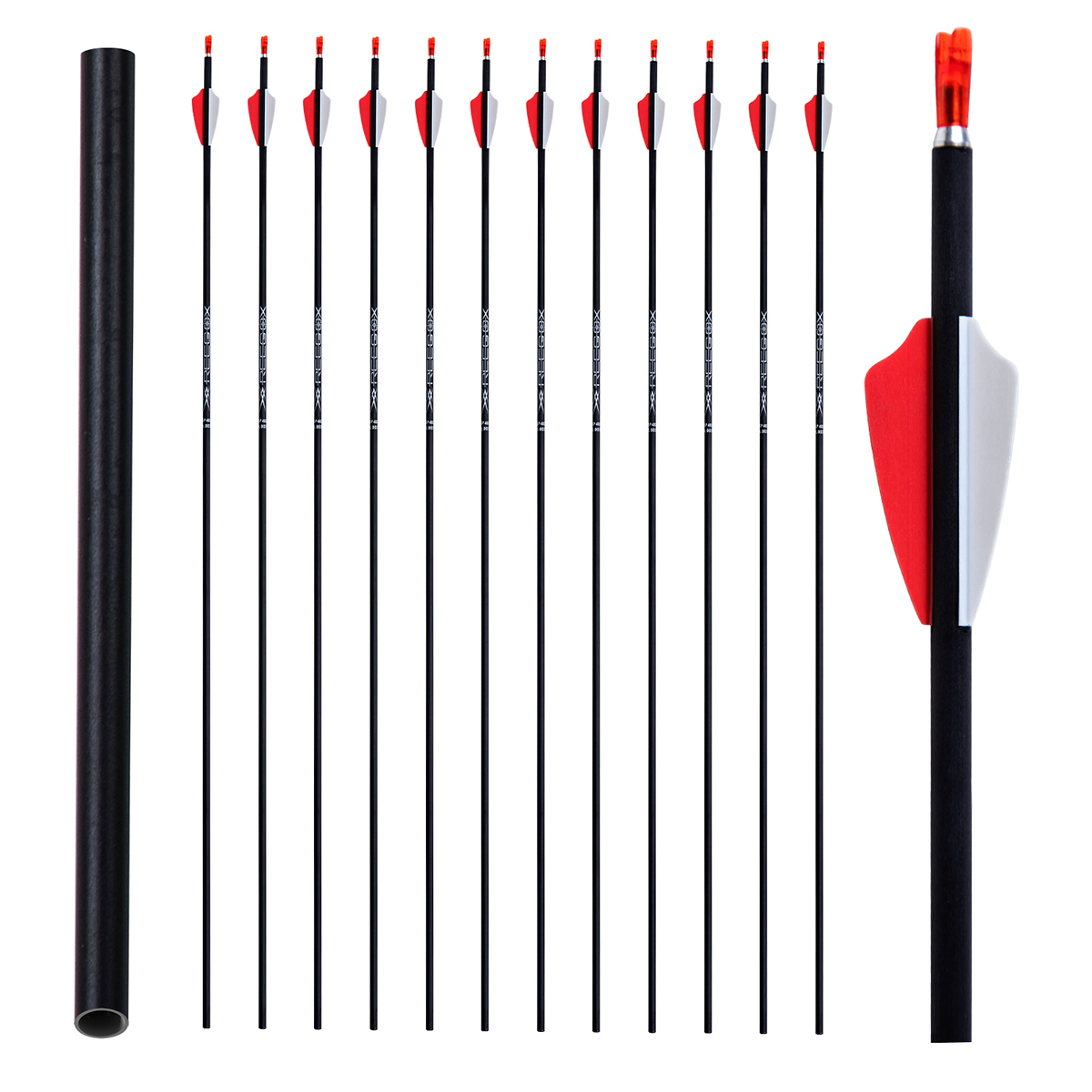Archery Arrows Spine350-1500 without Arrow Tips 4.2mm 31inch Hunting Arrows Carbon Targeting Arrows for Recurve Bow & Compound Bow Practice Arrows 12P