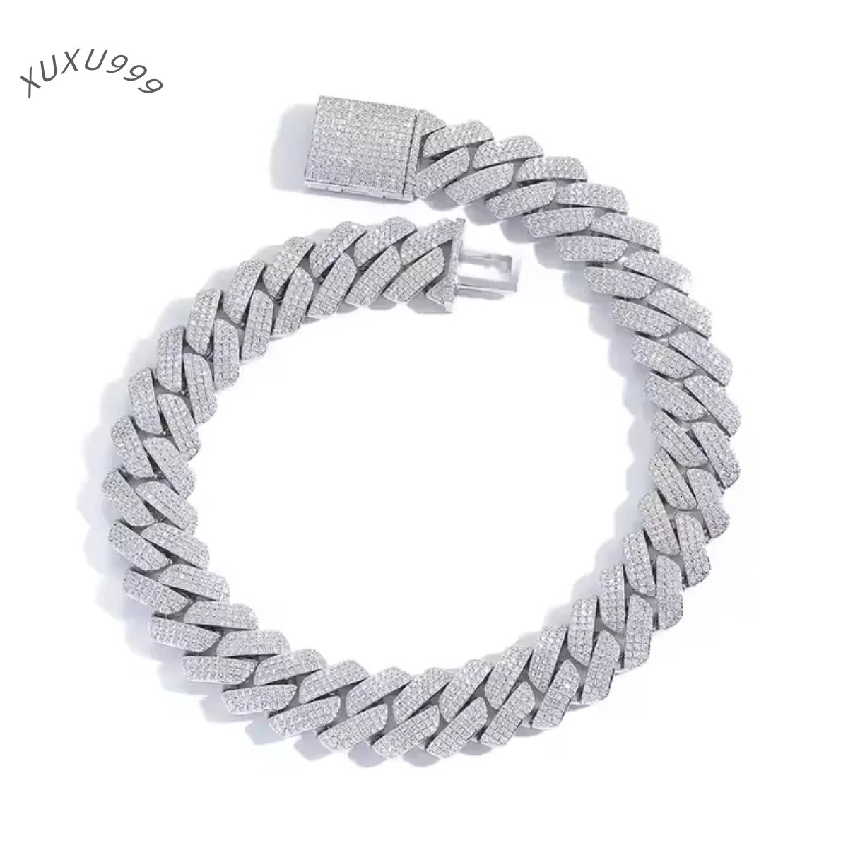 Cubana High Quality 925 Sterling Silver Hop Jewelry VVS Moissanite Iced Out Cuban Link Chain Bracelet for Men